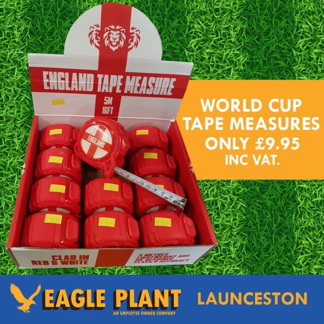 Grab your England World Cup tape measure now for just £9.95 and show your support while you work! 🏴󠁧󠁢󠁥󠁮󠁧󠁿www.eagleplant.co.uk/branch/launceston