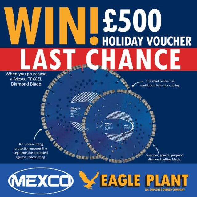 WIN a £500 Holiday Voucher with Mexco! ✈️Visit us in store and purchase a Mexco TPXCEL Diamond Blade, and you'll be entered into the draw! Each Blade counts, so you can enter as many times as the blades you buy.Competition ends September 30th!Cambridge Road, Granby Industrial Estate, DT4 9TJwww.eagleplant.co.uk/branch/weymouth