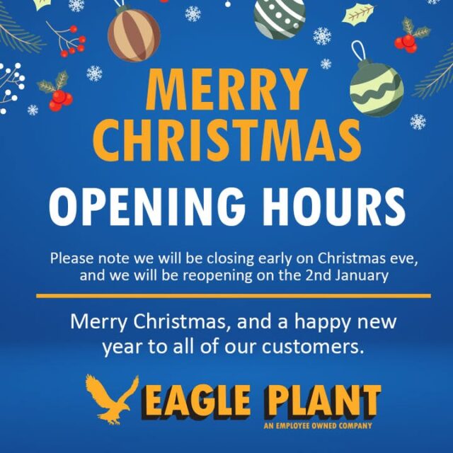 Our festive opening hours🎄This time next week, we will be finishing up and completing the last few tasks before we all enjoy our Christmas break. We look forward to seeing you again on January 2nd!www.eagleplant.co.uk